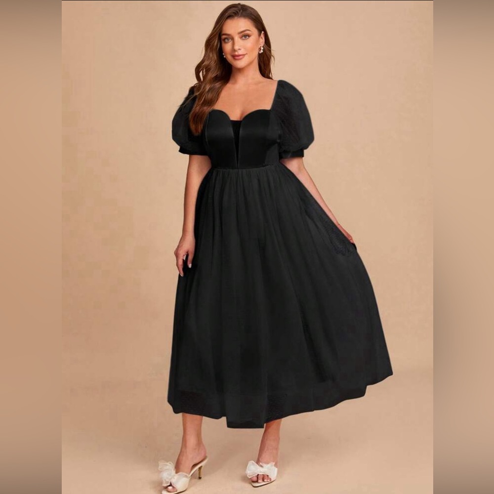 Sweet heart neck puff sleeve bridesmaids dress. 3xl